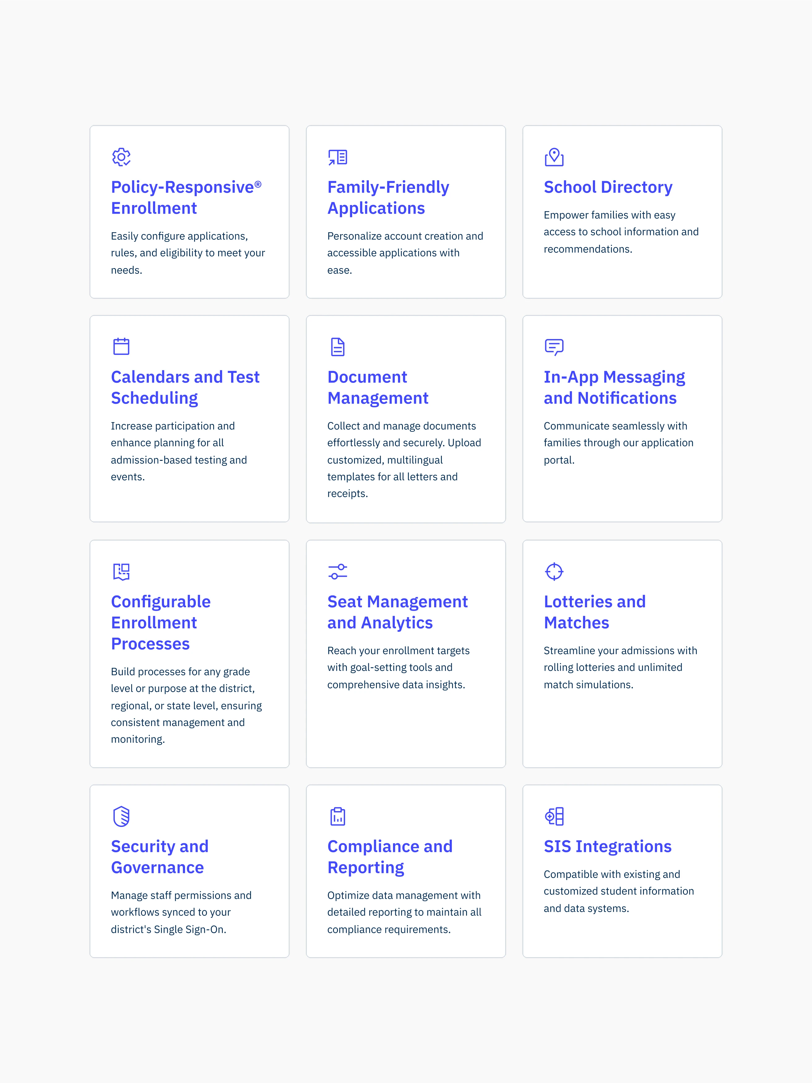image of card grid of enrollwise features
