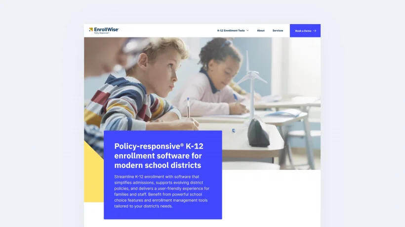 image of enrollwise marketing site homepage