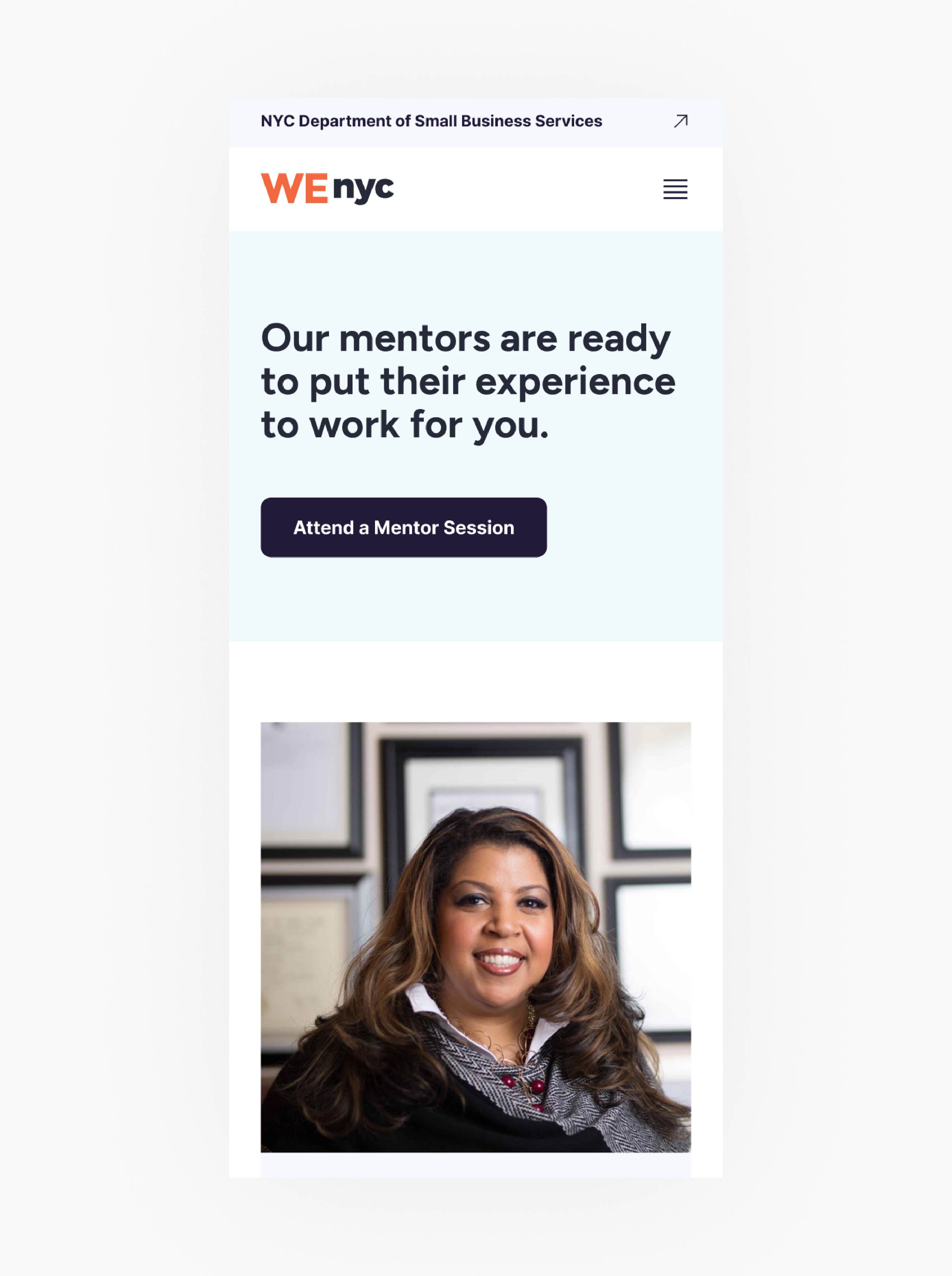 mobile version of mentors page
