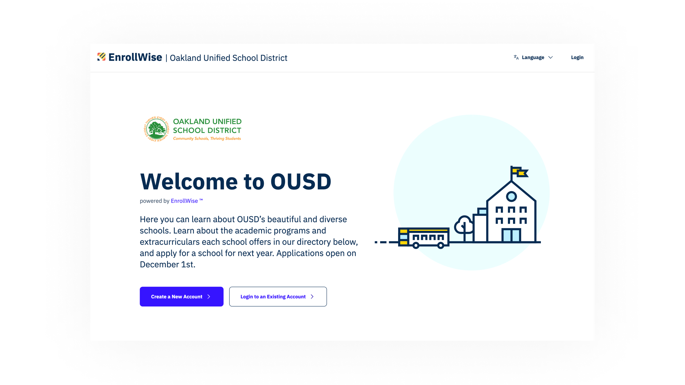 OUSD homepage screen