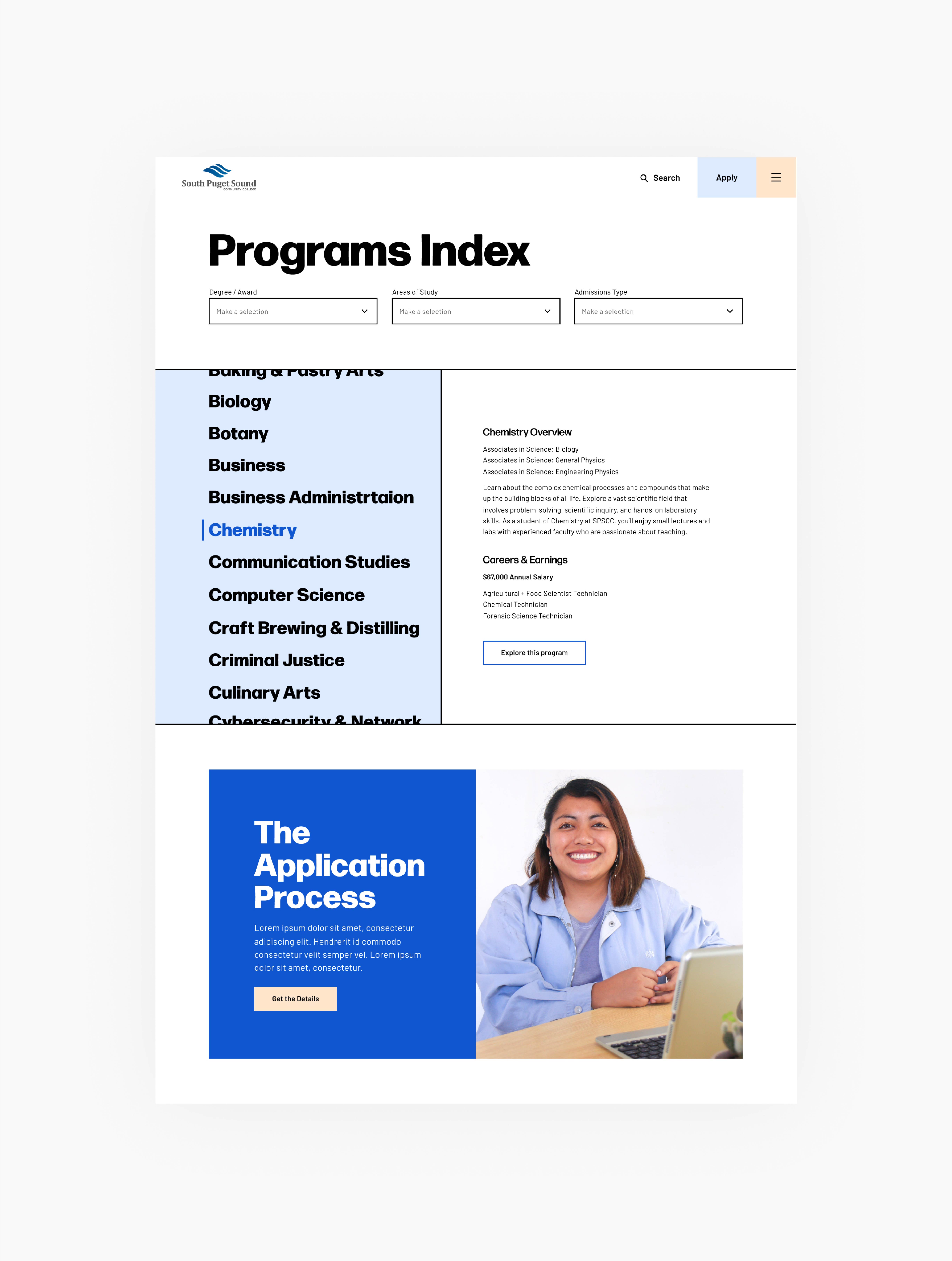 South Puget website programs index screenshot
