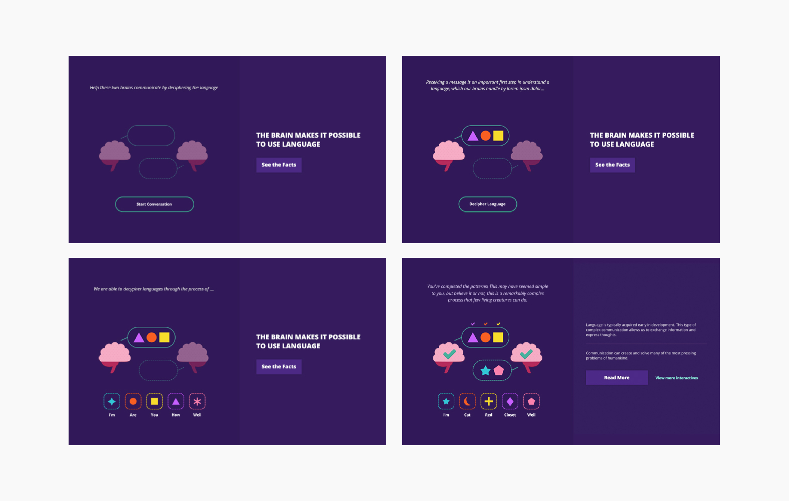 Various Society for Neuroscience Brainfacts website screenshots